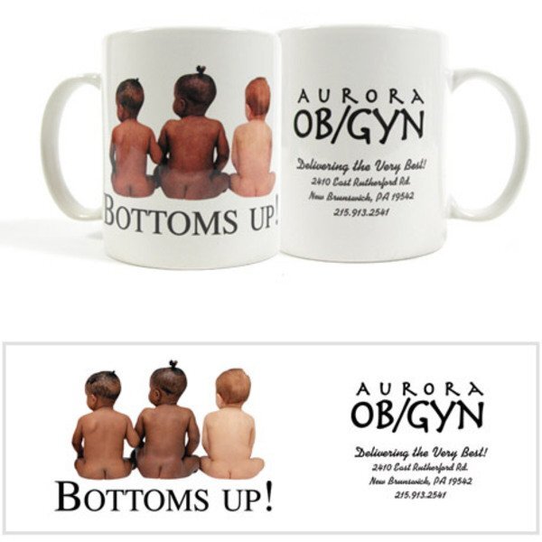 Bottoms Up Design, Full Color Stoneware Mug, 11oz.