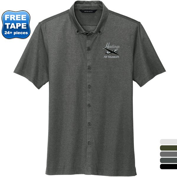 MERCER+METTLE™ Stretch Pique Full-Button Men's Short Sleeve Shirt