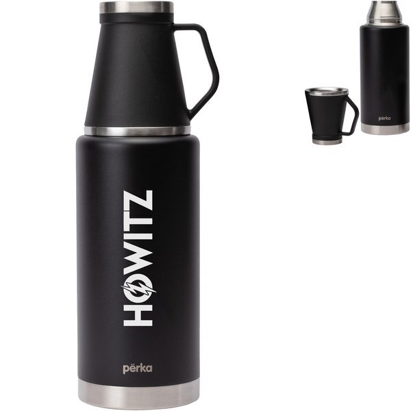 Perka® Rover Double Wall Stainless Steel Growler w/ Cup, 51oz.
