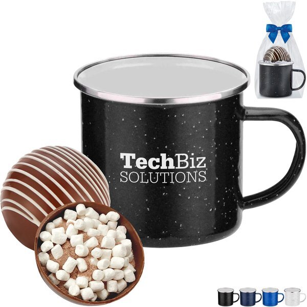 Classic Milk Chocolate Hot Chocolate Bomb & Speckled Camping Mug Gift Set