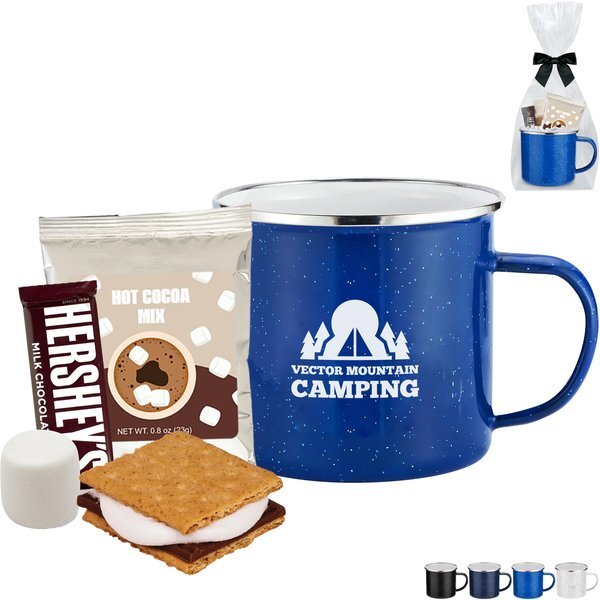 Deluxe Cocoa, S'mores & Speckled Camping Mug Gift Set
