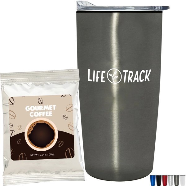 Gourmet Coffee Packet & Straight Tumbler w/ Plastic Liner Gift Set