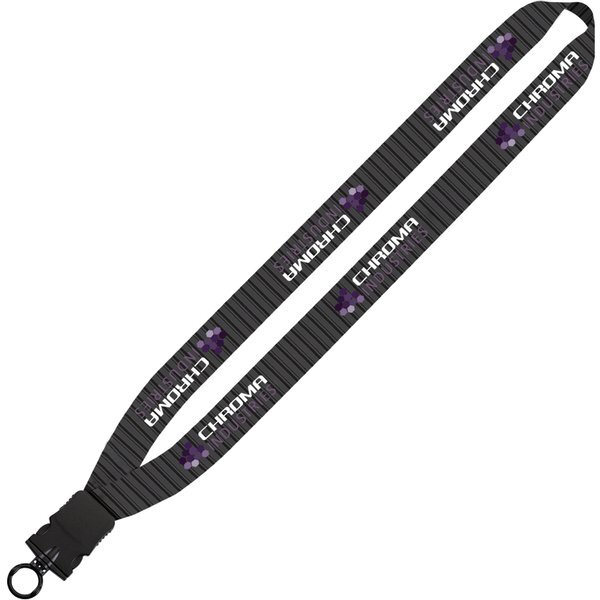 Dye-Sublimated Polyester Lanyard w/Snap-Buckle Release and Plastic O-Ring, 1"