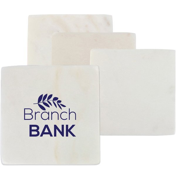 Be Home® White Marble Four Square Coaster Set