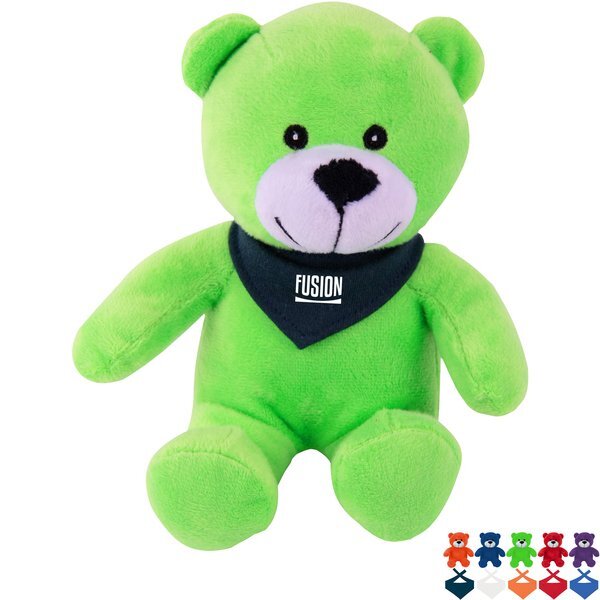 Colorful Plush Buddy Bear w/ Bandana, 6"