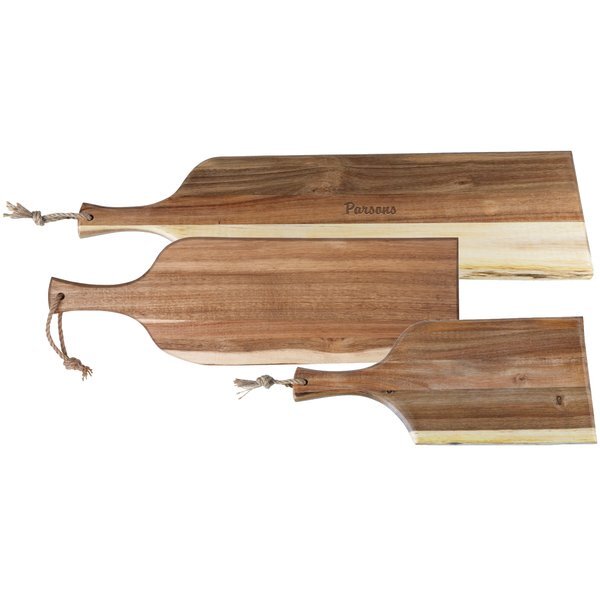 Set of 3 Acacia Wood Artisan Serving Planks
