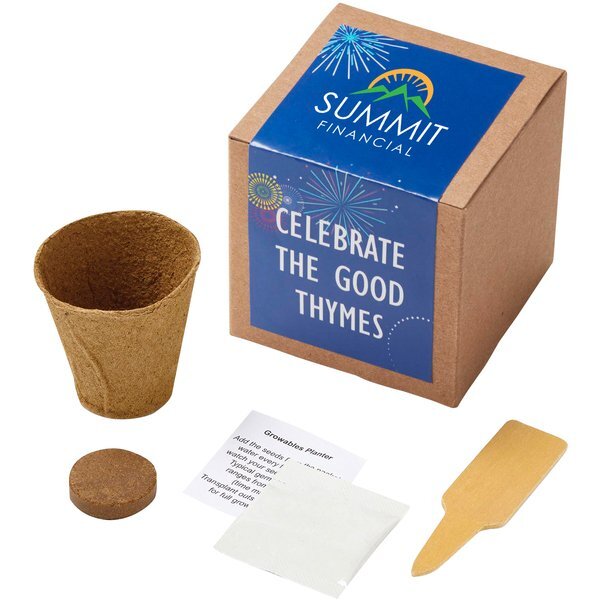 Inspirational Celebrate Good Thymes Planter in Kraft Gift Box w/ Label