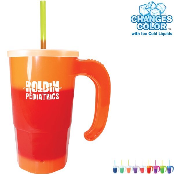 Mood Color Changing Stackable Beer Stein w/ Straw & Lid, 20oz.
