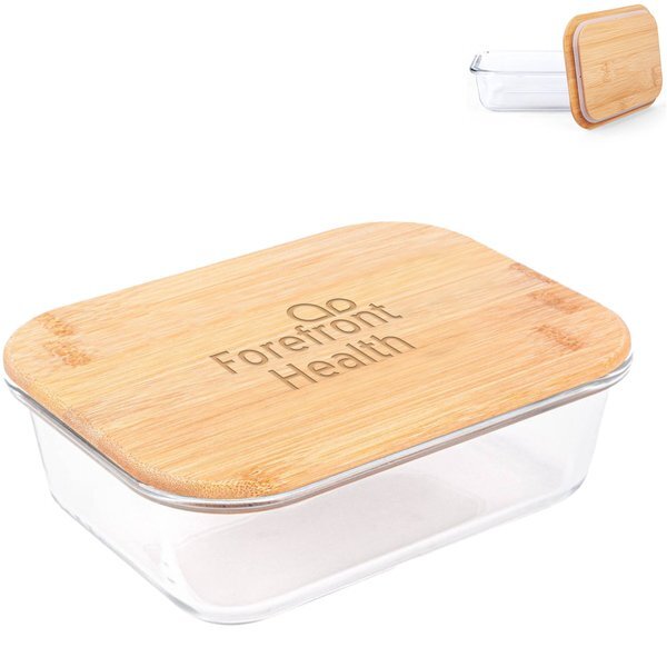 Glass Food Storage Container with Bamboo Lid, 20oz.