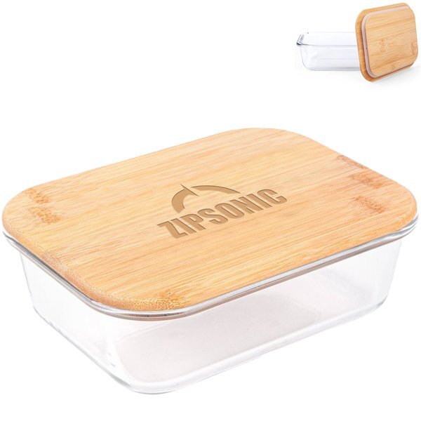 Glass Food Storage Container with Bamboo Lid, 34oz.