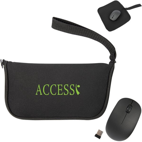 Wireless Mouse w/ Mousepad Carrying Case