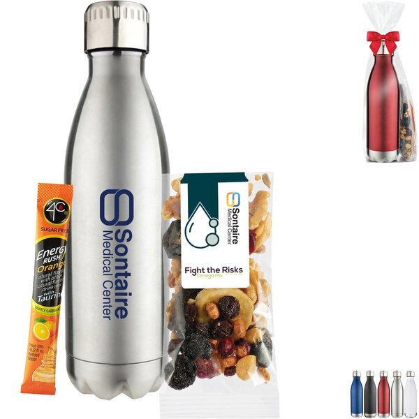 Omega Mix Snack Pack, 4C® Sugar Free Energy Rush Packet & Vacuum Insulated Bottle Gift Set