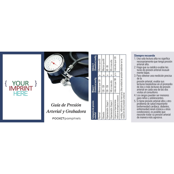 Blood Pressure Guide & Recorder-Spanish Version Pocket Pamphlet