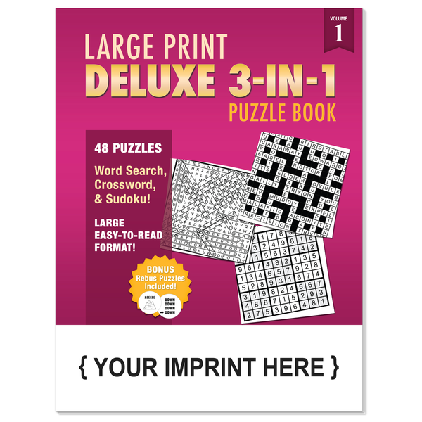 LARGE PRINT Deluxe 3-in-1 Puzzle Book