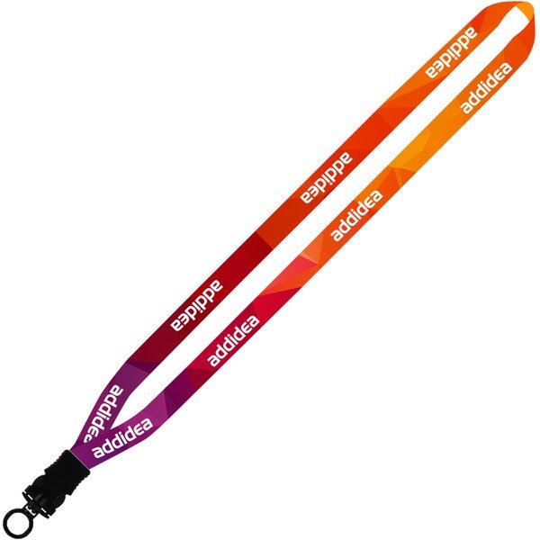 Dye-Sublimated Lanyard with Plastic Snap-Buckle Release and Plastic O-Ring, 1/2"