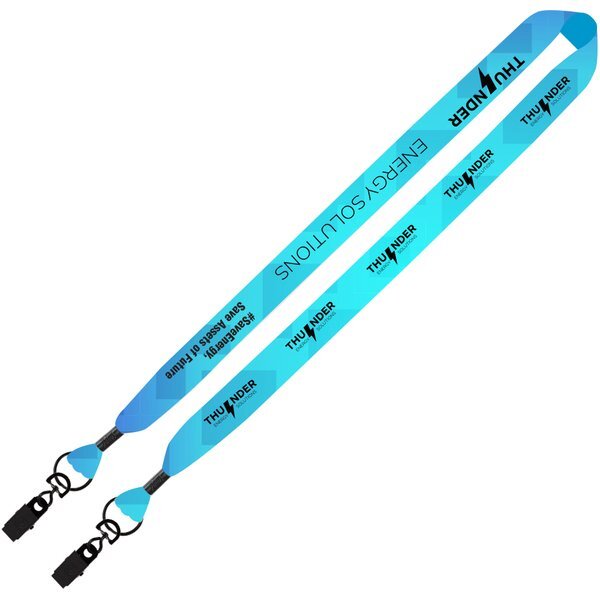Double Ended Dye-Sublimated Lanyard with Metal Crimp & Metal Bulldog Clip, 1"