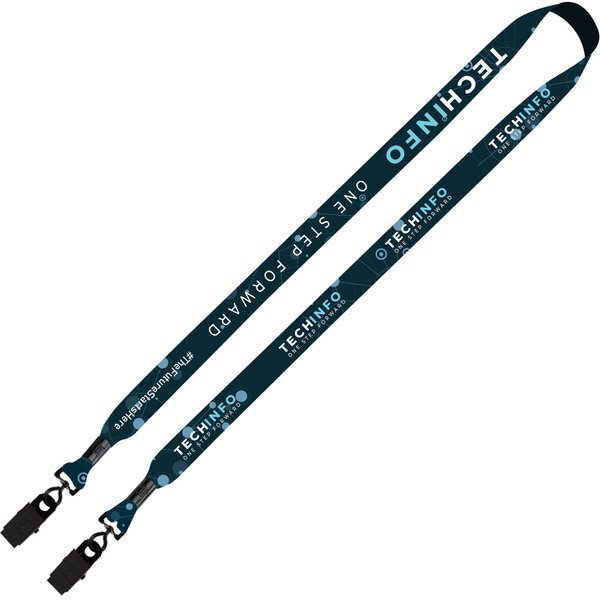 Dye-Sublimated 2-Ended Lanyard with Metal Crimp and Metal Bulldog Clip, 3/4"