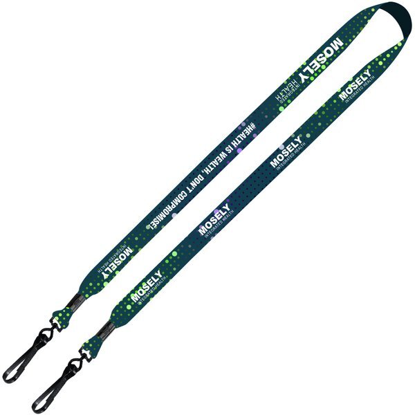 Dye-Sublimated 2-Ended Lanyard with Metal Crimp and Metal Swivel Snap, 3/4"