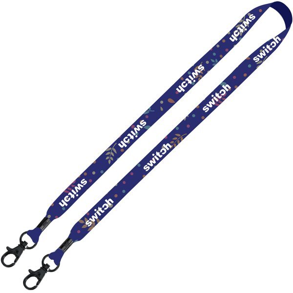 Double Ended Dye-Sublimated Lanyard with Metal Crimp and Metal Lobster, 3/4"