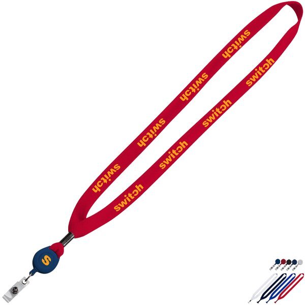 New Polyester "Shoelace" Lanyard with Retractable Badge Reel, 5/8"