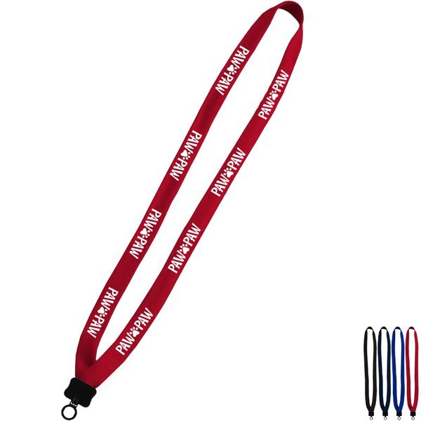 Polyester Lanyard with Plastic Clamshell & O-Ring, 5/8"
