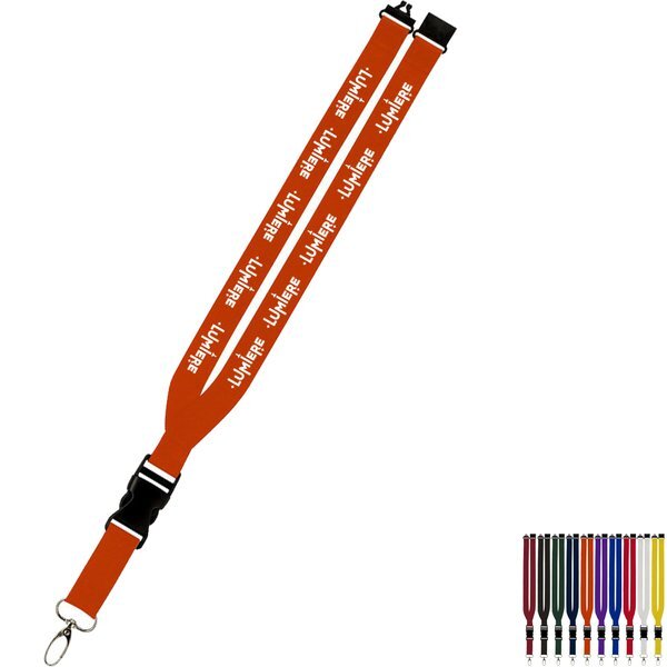 Polyester Maverick Lanyard w/ Slide Buckle Release, Silver Metal Oval & Convenience Release,  1"