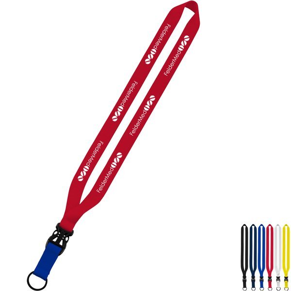 Multi-Color Polyester Lanyard with Slide Buckle Release & Split-Ring, 3/4"