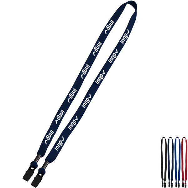 Double-Ended Polyester Shoelace Lanyard with Metal Crimp and Metal Bulldog Clip, 5/8"