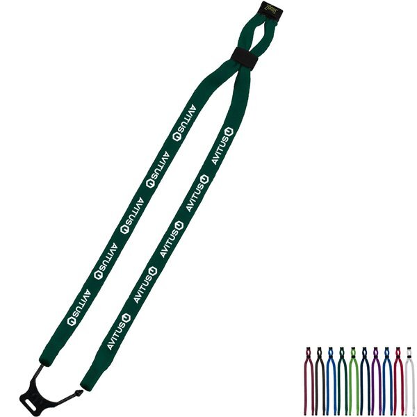 Double-Thick Cotton Trade Show Lanyard with Plastic Option Y Converter, 1/2"
