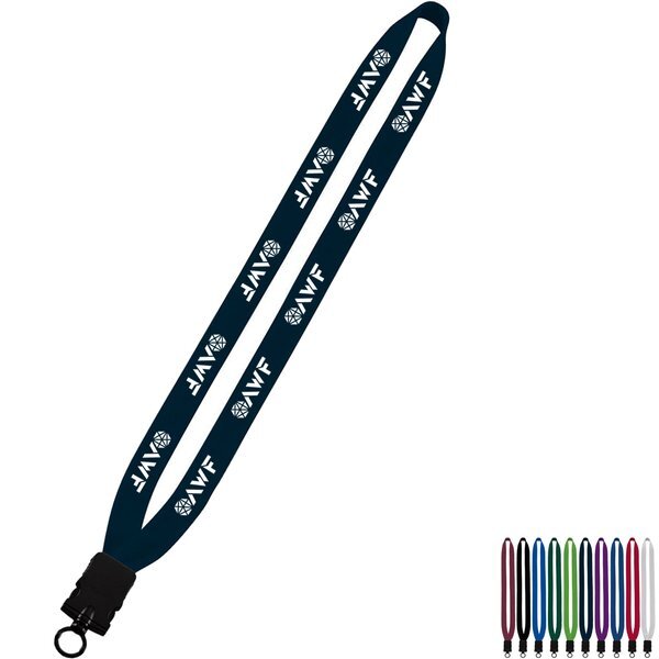 Cotton Lanyard with Plastic Snap-Buckle Release & O-Ring, 3/4"
