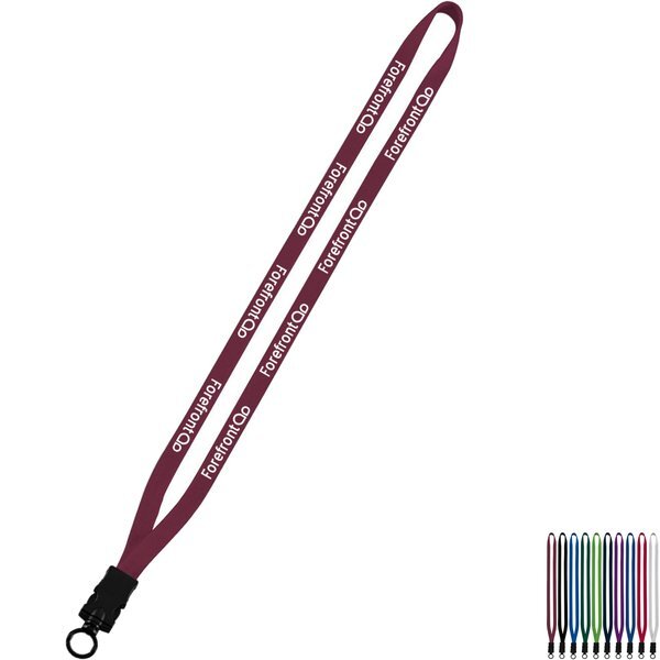 Cotton Lanyard with Plastic Snap-Buckle Release & O-Ring, 1/2"