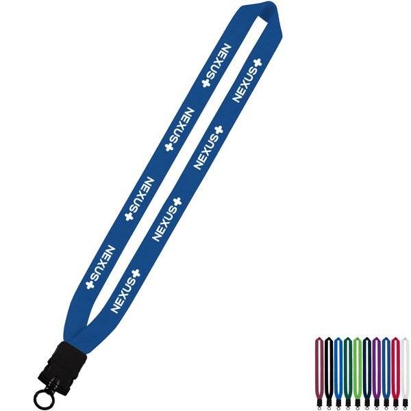 Cotton Lanyard with Plastic Snap-Buckle Release & O-Ring, 1"