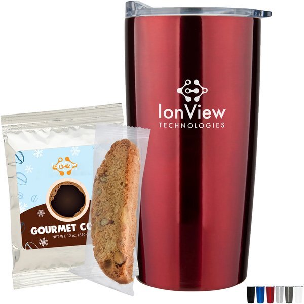 Holiday Gourmet Coffee Packet, Biscotti & Straight Tumbler Gift Set
