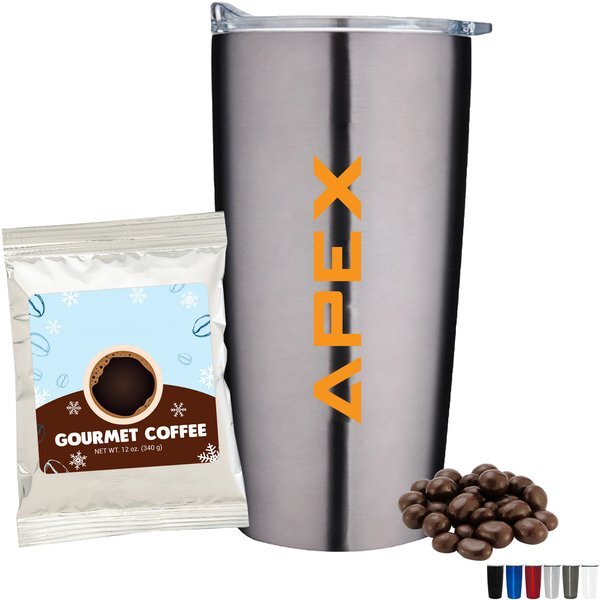 Holiday Gourmet Coffee Packet, Dark Chocolate Espresso Beans & Straight Tumbler Gift Set