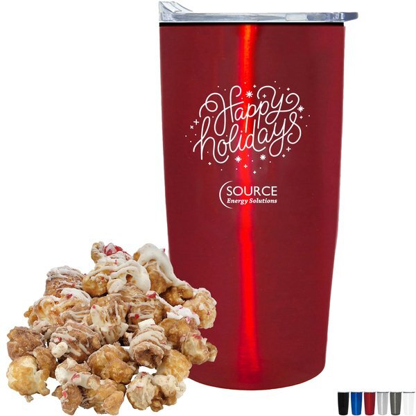 Hot Chocolate Peppermint Popcorn & Straight Tumbler w/ Plastic Liner Gift Set
