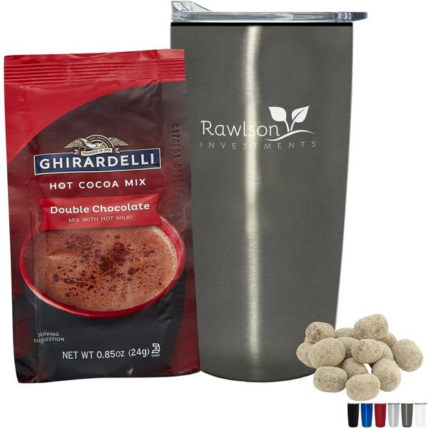 Ghirardelli® Hot Chocolate, S'mores Bites & Straight Tumbler w/ Plastic Liner Gift Set