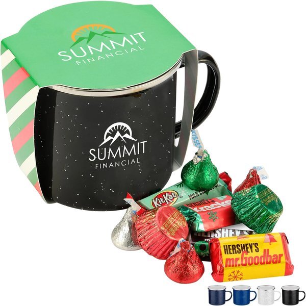 Hershey's® Holiday Mix & Speckled Camping Mug Gift Set