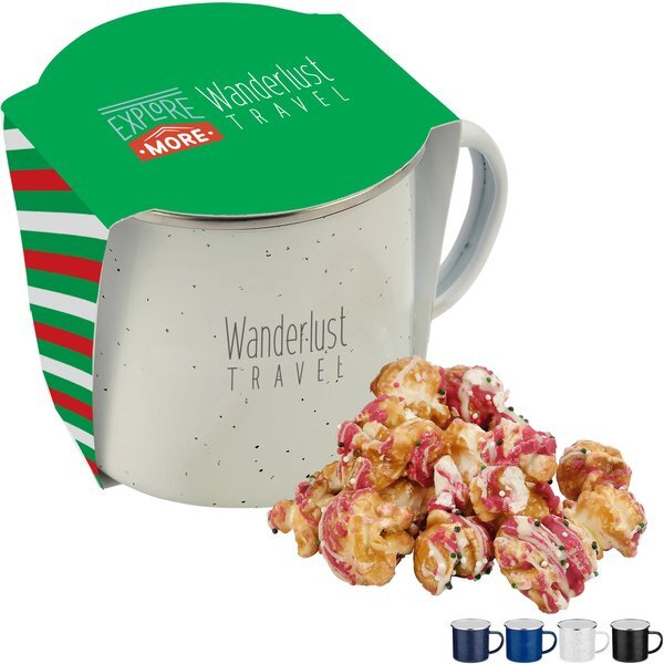 Christmas Crunch Popcorn & Speckled Camping Mug Gift Set