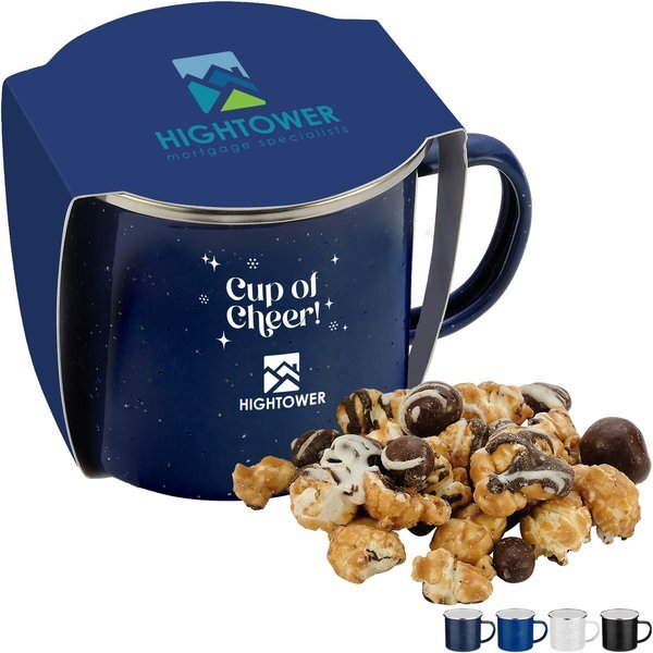 Caramel Latte Popcorn & Speckled Camping Mug Gift Set