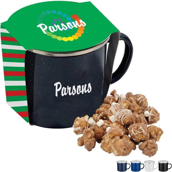 Hot Chocolate Popcorn & Speckled Camping Mug Gift Set