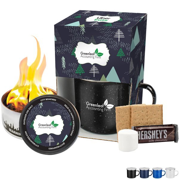 Portable Bonfire & S'mores Kit in Camp Mug Gift Set 16 oz.