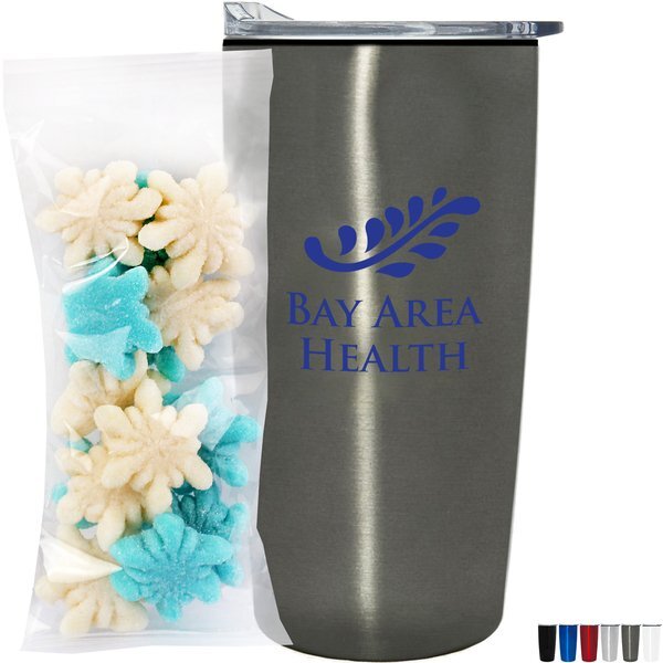 Gummy Snowflakes in Straight Wall Tumbler w/ Plastic Liner 20 oz.
