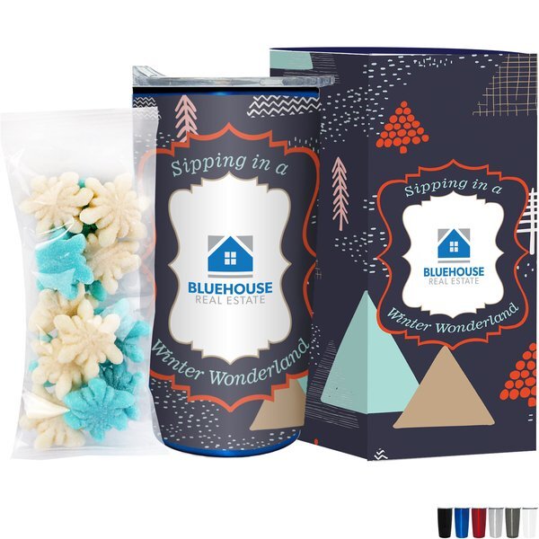 Gummy Snowflakes in Straight Wall Tumbler w/ Plastic Liner Gift Box Sets 20 oz.