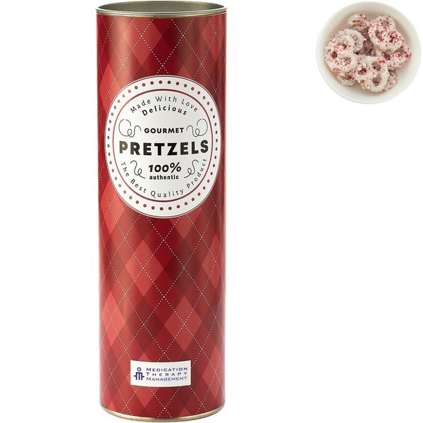 Pretzels with Crushed Peppermint in Gift Tube, 8 inch