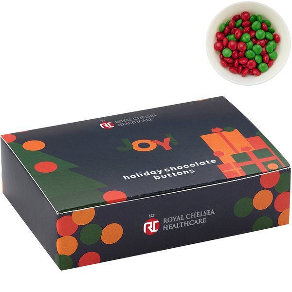 Holiday Chocolate Buttons in Candy Confections Box, Large