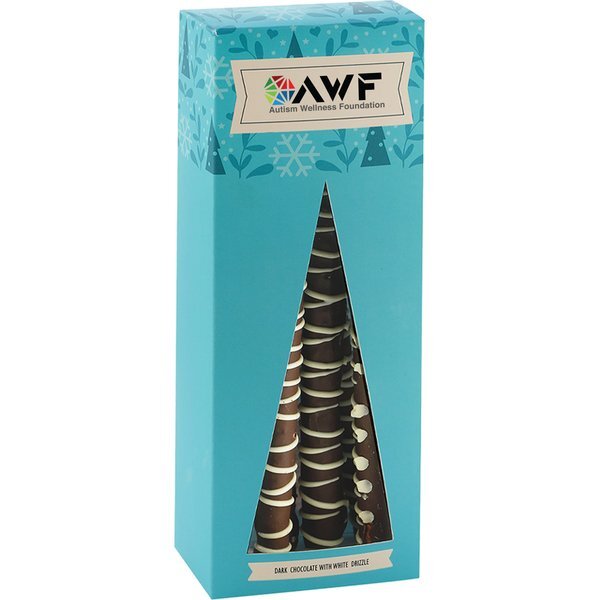 Dark Chocolate with White Drizzle Rods in Holiday Box