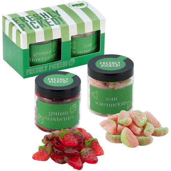 Sour Gummy Watermelons & Gummy Strawberries in Candy Jar Set (2 Pack)