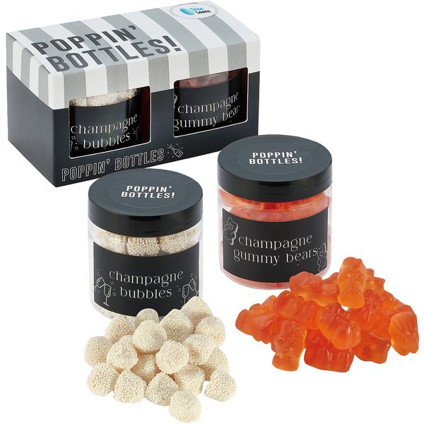 Champagne Bubbles & Champagne Gummy Bears in Candy Jar Set (2 Pack)