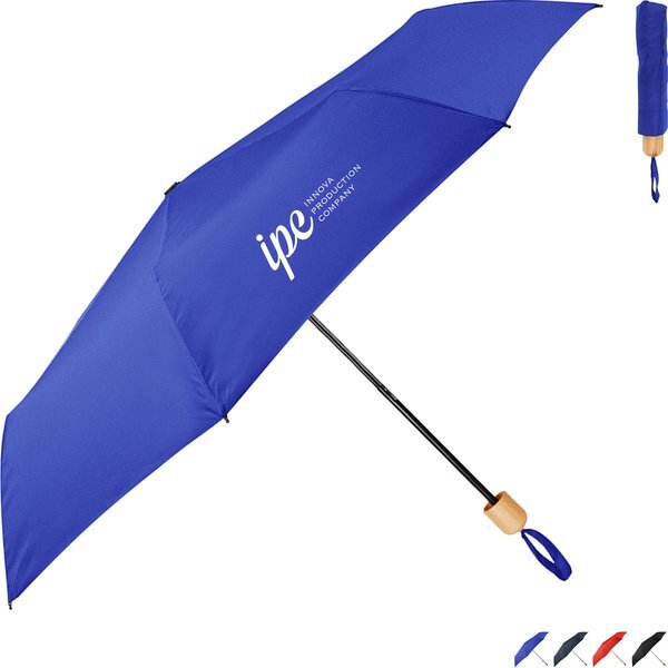 rPET Canopy Umbrella w/ Bamboo Handle, 41" Arc