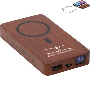 Mahogany FSC® Power Bank w/ 15W Magnetic Wireless Charger, 5000mAh Mahogany FSC® Power Bank w/ 15W Magnetic Wireless Charger, 5000mAh